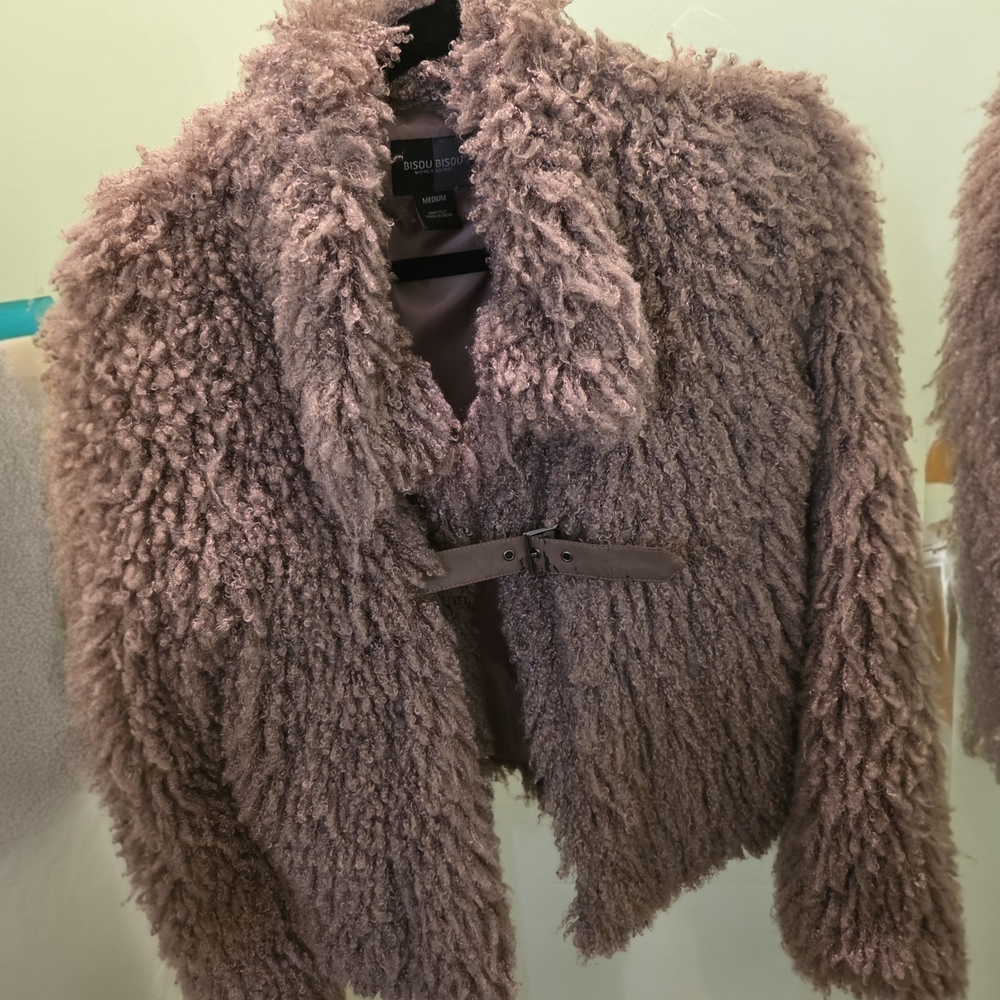 Bisou Bisou Plush Teddy Jacket in Dusty Pink